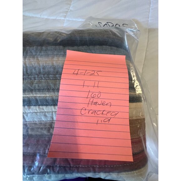 Pair of Quilted Stripped Cotton King Pillow Shams Boho Coastal Cottage Daybed - Picture 9 of 14